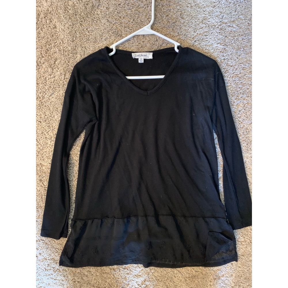 Black long sleeve t-shirt with decorative edging